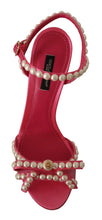 Pink Satin White Pearl Crystals Heels Shoes Dolce & Gabbana