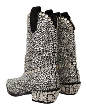 Black Suede Strass Crystal Cowgirl Boots Dolce & Gabbana