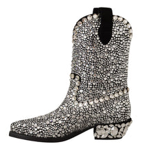 Black Suede Strass Crystal Cowgirl Boots Dolce & Gabbana