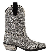 Black Suede Strass Crystal Cowgirl Boots Dolce & Gabbana