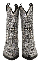 Black Suede Strass Crystal Cowgirl Boots Dolce & Gabbana