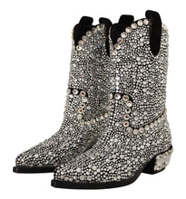 Black Suede Strass Crystal Cowgirl Boots Dolce & Gabbana