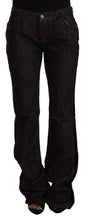 Black Mid Waist Cotton Denim Straight Boot Cut Jeans GF Ferre