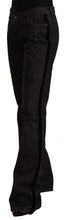 Black Mid Waist Cotton Denim Straight Boot Cut Jeans GF Ferre