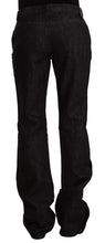Black Mid Waist Cotton Denim Straight Boot Cut Jeans GF Ferre
