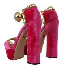 Pink Velvet Crystal Ankle Strap Sandals Shoes Dolce & Gabbana