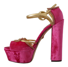 Pink Velvet Crystal Ankle Strap Sandals Shoes Dolce & Gabbana
