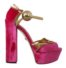 Pink Velvet Crystal Ankle Strap Sandals Shoes Dolce & Gabbana