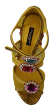 Yellow Leather Crystal Ayers Sandals Shoes Dolce & Gabbana
