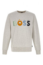Elegant Grey Round Neck Cotton Sweatshirt Hugo Boss
