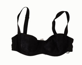 Black Polka Dot Satin Lace Balconette Bra Dolce & Gabbana
