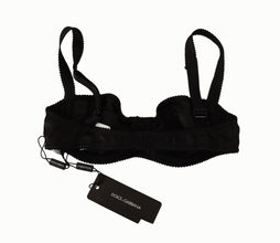 Black Polka Dot Satin Lace Balconette Bra Dolce & Gabbana