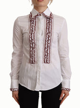 White Cotton Lace Long Sleeves Ruffle Collar Top Shirt Dolce & Gabbana