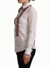 White Cotton Lace Long Sleeves Ruffle Collar Top Shirt Dolce & Gabbana