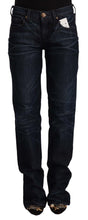 Dark Blue Mid Waist Cotton Denim Straight Jeans Ermanno Scervino