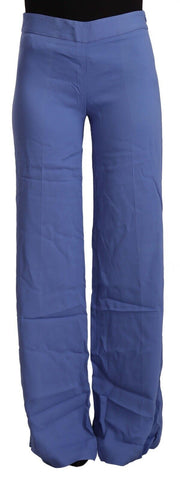 Blue High Waist Viscose Straight Wide Leg Pants P.A.R.O.S.H.