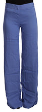 Blue High Waist Viscose Straight Wide Leg Pants P.A.R.O.S.H.