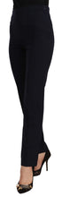 Black High Waist Polyester Women Straight Pants AGLINI
