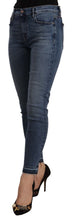 Blue Mid Waist Cotton Denim Slim Fit Cropped Jeans Don The Fuller