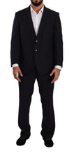 Blue Polyester Single Breasted Formal Suit Domenico Tagliente