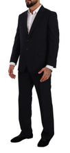 Blue Polyester Single Breasted Formal Suit Domenico Tagliente