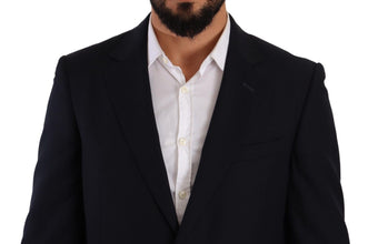 Blue Polyester Single Breasted Formal Suit Domenico Tagliente
