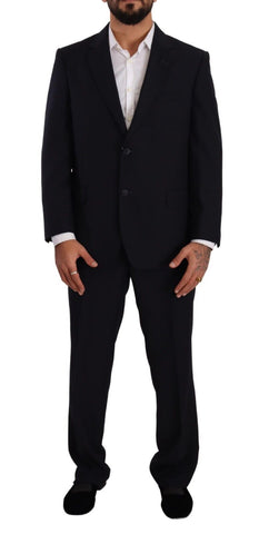 Blue Polyester Single Breasted Formal Suit Domenico Tagliente