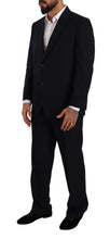 Blue Polyester Single Breasted Formal Suit Domenico Tagliente