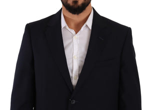 Blue Polyester Single Breasted Formal Suit Domenico Tagliente