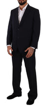 Blue Polyester Single Breasted Formal Suit Domenico Tagliente