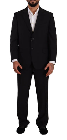 Black Polyester Single Breasted Formal Suit Domenico Tagliente