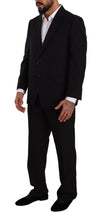 Black Polyester Single Breasted Formal Suit Domenico Tagliente