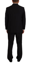 Black Polyester Single Breasted Formal Suit Domenico Tagliente