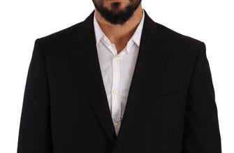 Black Polyester Single Breasted Formal Suit Domenico Tagliente