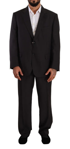 Gray Polyester Single Breasted Formal Suit Domenico Tagliente