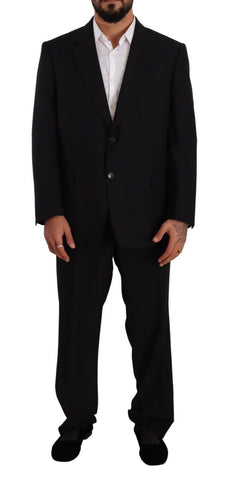 Black Polyester Single Breasted Formal Suit Domenico Tagliente