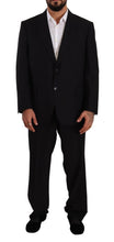 Black Polyester Single Breasted Formal Suit Domenico Tagliente