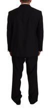 Black Polyester Single Breasted Formal Suit Domenico Tagliente