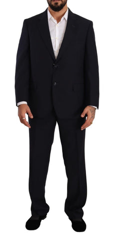 Blue Polyester Single Breasted Formal Suit Domenico Tagliente