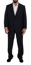 Blue Polyester Single Breasted Formal Suit Domenico Tagliente