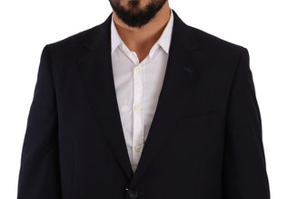 Blue Polyester Single Breasted Formal Suit Domenico Tagliente