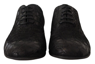 Black Caiman Leather Mens Oxford Shoes Dolce & Gabbana