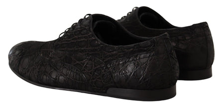Black Caiman Leather Mens Oxford Shoes Dolce & Gabbana