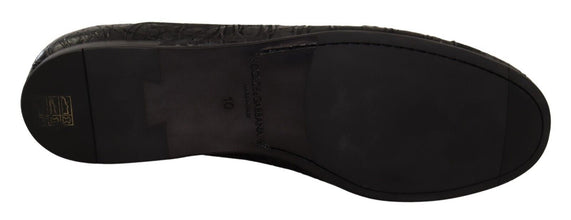 Black Caiman Leather Mens Oxford Shoes Dolce & Gabbana