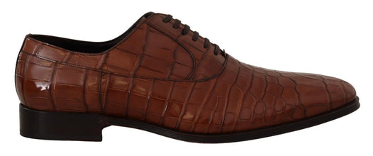 Brown Crocodile Leather Mens Formal Derby Shoes Dolce & Gabbana