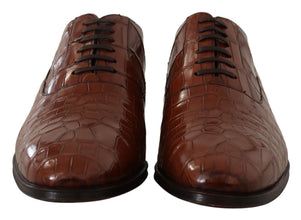 Brown Crocodile Leather Mens Formal Derby Shoes Dolce & Gabbana