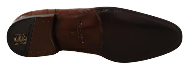 Brown Crocodile Leather Mens Formal Derby Shoes Dolce & Gabbana