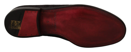 Black Floral Brocade Slippers Loafers Shoes Dolce & Gabbana