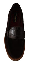 Brown Suede Leather Slip On Flats Moccasin Shoes Dolce & Gabbana