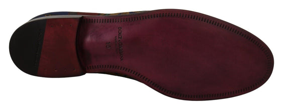 Multicolor Jacquard Crown Slippers Loafers Shoes Dolce & Gabbana